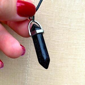 Handmade Glitter Stardust Stone Dagger Amulet Necklace